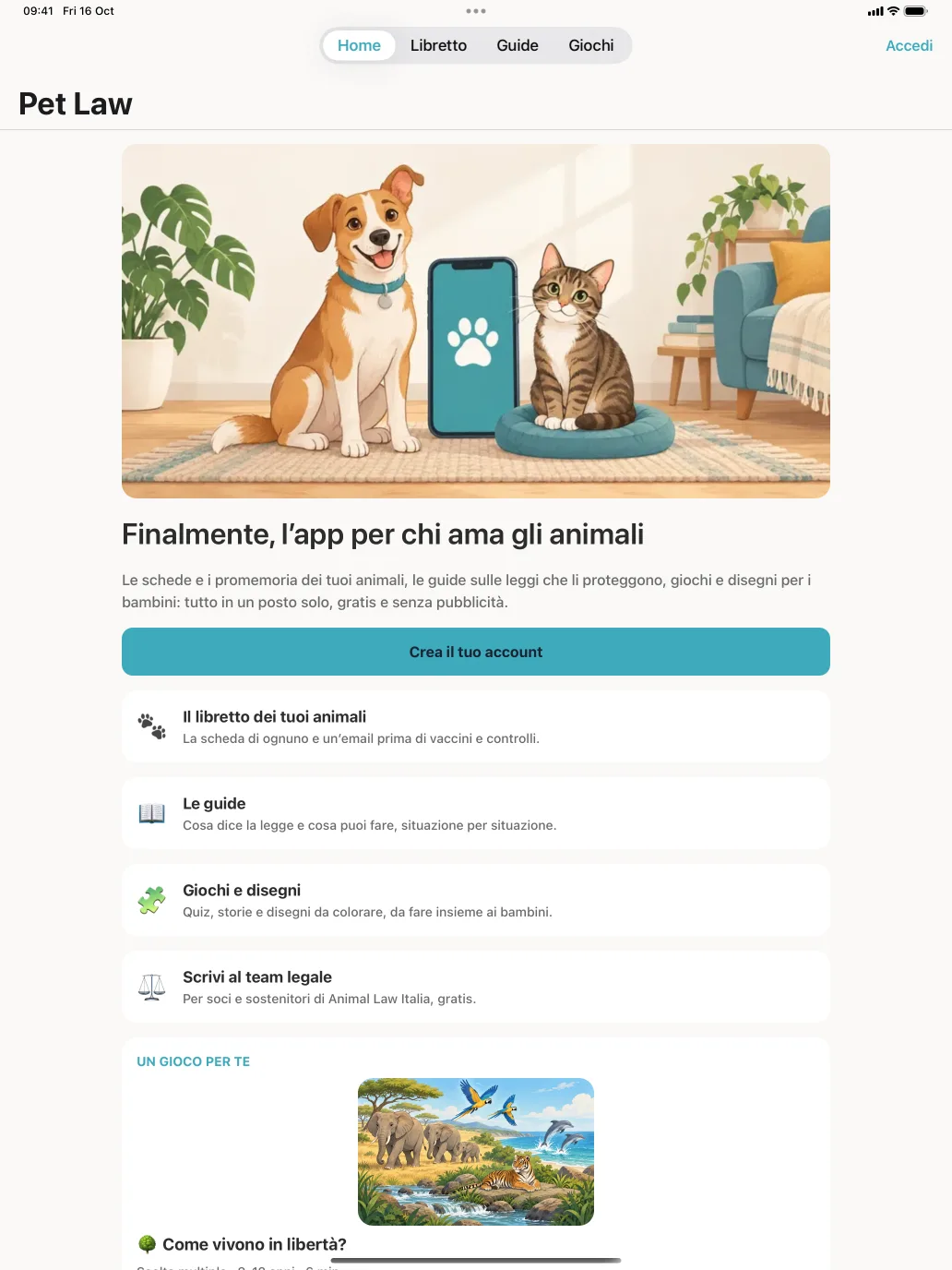 Pet Law su iPad: sull’ipad, la stessa app più grande