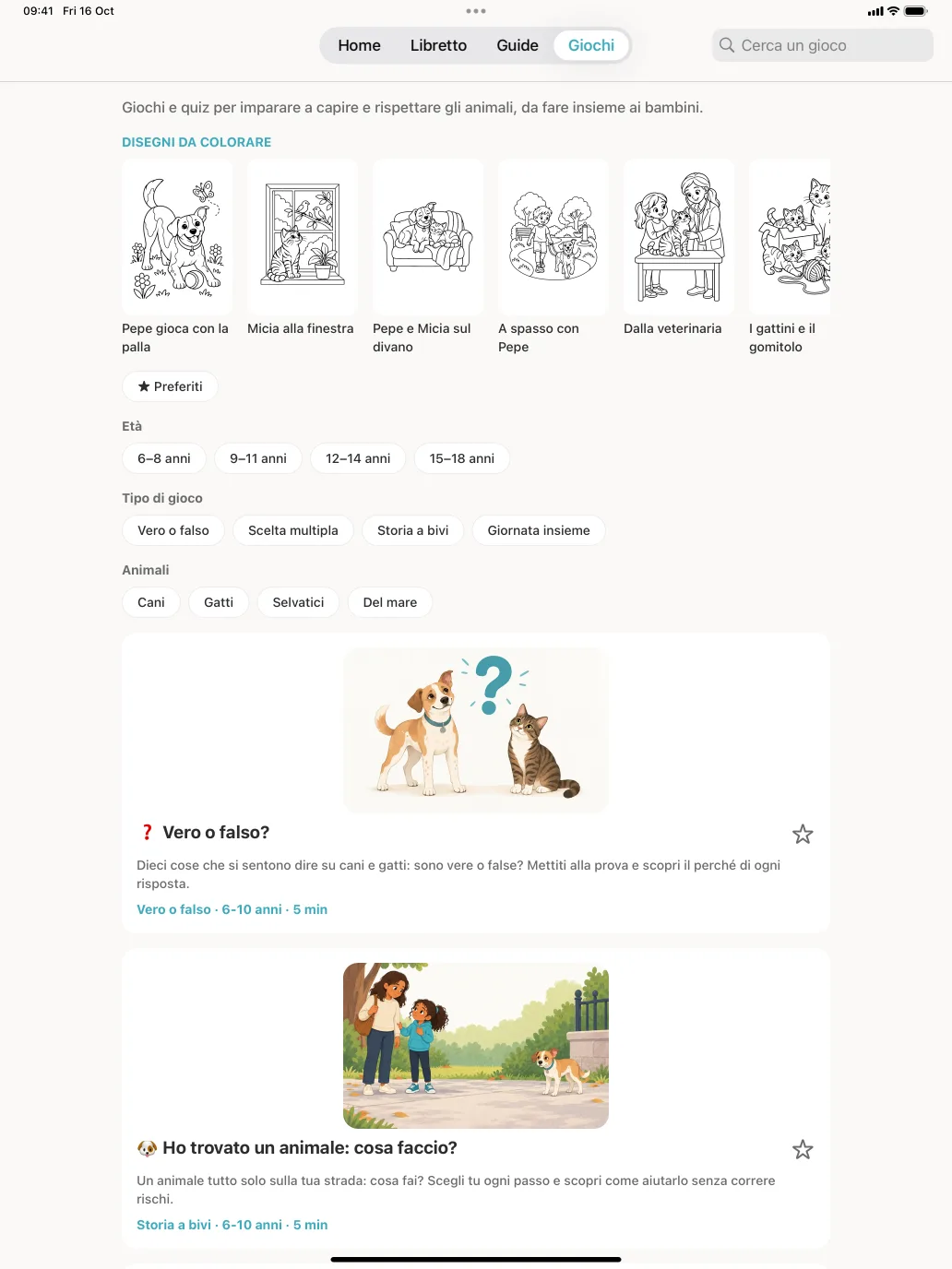 Pet Law su iPad: giochi e disegni